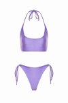 liliowy komplet bikini Alexis – top od stroju kąpielowego i dół z wiązaniem po bokach