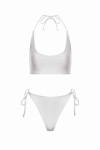 biały komplet bikini Alexis – top od stroju kąpielowego i dół z wiązaniem po bokach