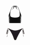 czarny komplet bikini Alexis – top od stroju kąpielowego i dół z wiązaniem po bokach