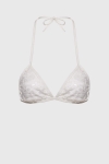 Ecru trójkątna góra bikini Loreen z koronką i cekinami – triangle bikini top