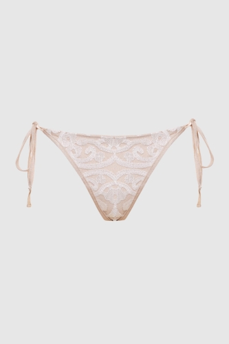Wiązany dół bikini beżowy z koronkowym akcentem – model Loreen