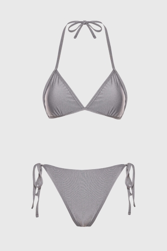 komplet bikini Lizzy popielaty – wiązany push-up trójkątny