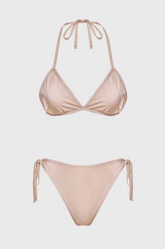 komplet bikini Lizzy beżowy – wiązany push-up trójkątny