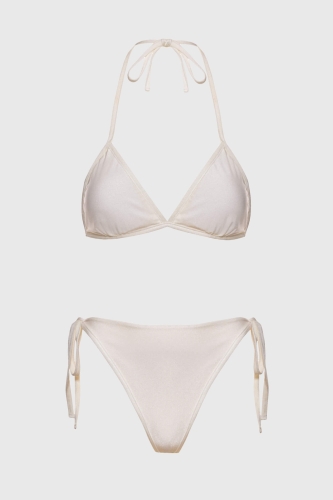 komplet bikini Lizzy ecru – wiązany push-up trójkątny