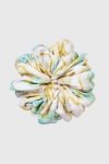 duża gumka do włosów ecru ze złotymi i turkusowymi wzorami – Scrunchie Maxi Blue Lagoon