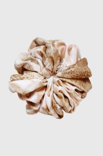 gumka do włosów beżowo-brązowa ze złotymi akcentami – Scrunchie Maxi Golden Sand