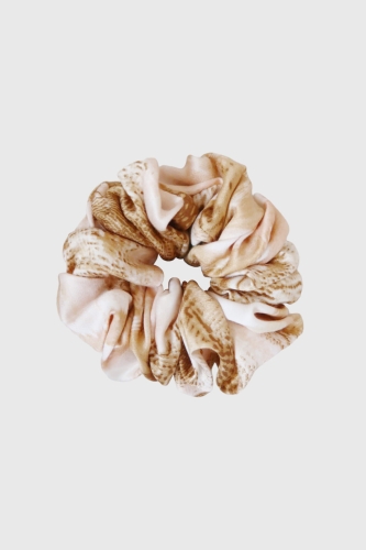 gumka do włosów beżowo-brązowa ze złotymi akcentami –  Scrunchie Medium Golden Sand