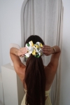 gumka do włosów biała w cytryny Scrunchie Maxi Citrus Garden