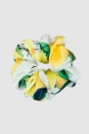 Scrunchie Medium gumka do włosów biała w cytryny – Citrus Garden