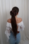 duża gumka do włosów czekoladowa Scrunchie Maxi Hot Chocolate w kucyku