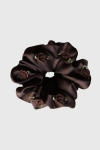 Scrunchie Medium gumka do włosów czekoladowa z różyczkami 3D – Chocolate Mousse