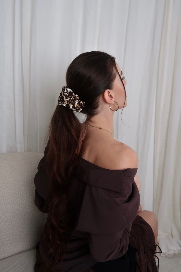 Scrunchie Medium gumka do włosów panterka – Georgina