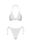 biały dół wiązany i góra bikini z supełkiem olivia – detale z bliska