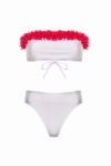 góra bikini bandeau biała Laura Flower z kwiatami 3D bez manekina