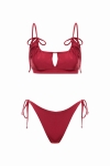 Luksusowy komplet bikini Victoria bordowy – przód stroju kąpielowego