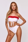 Białe bikini z kwiatami 3D Laura Flower – klasyczne wiązanie pod biustem