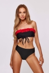 Czarne bikini z kwiatami 3D Laura Flower – wiązanie klasyczne pod biustem w stylu glamour