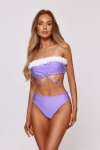 Komplet bikini bandeau z kwiatami 3D – Laura Flower liliowa