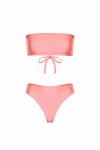 komplet bikini Manila brzoskwiniowy – top z wiązaniem typu bandeau i dół z wysokim stanem