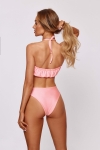 bikini komplet bandeau z wysokim stanem – brzoskwiniowy styl