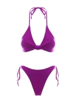 komplet bikini olivia push-up z supełkiem fioletowy – góra i dół stroju kąpielowego